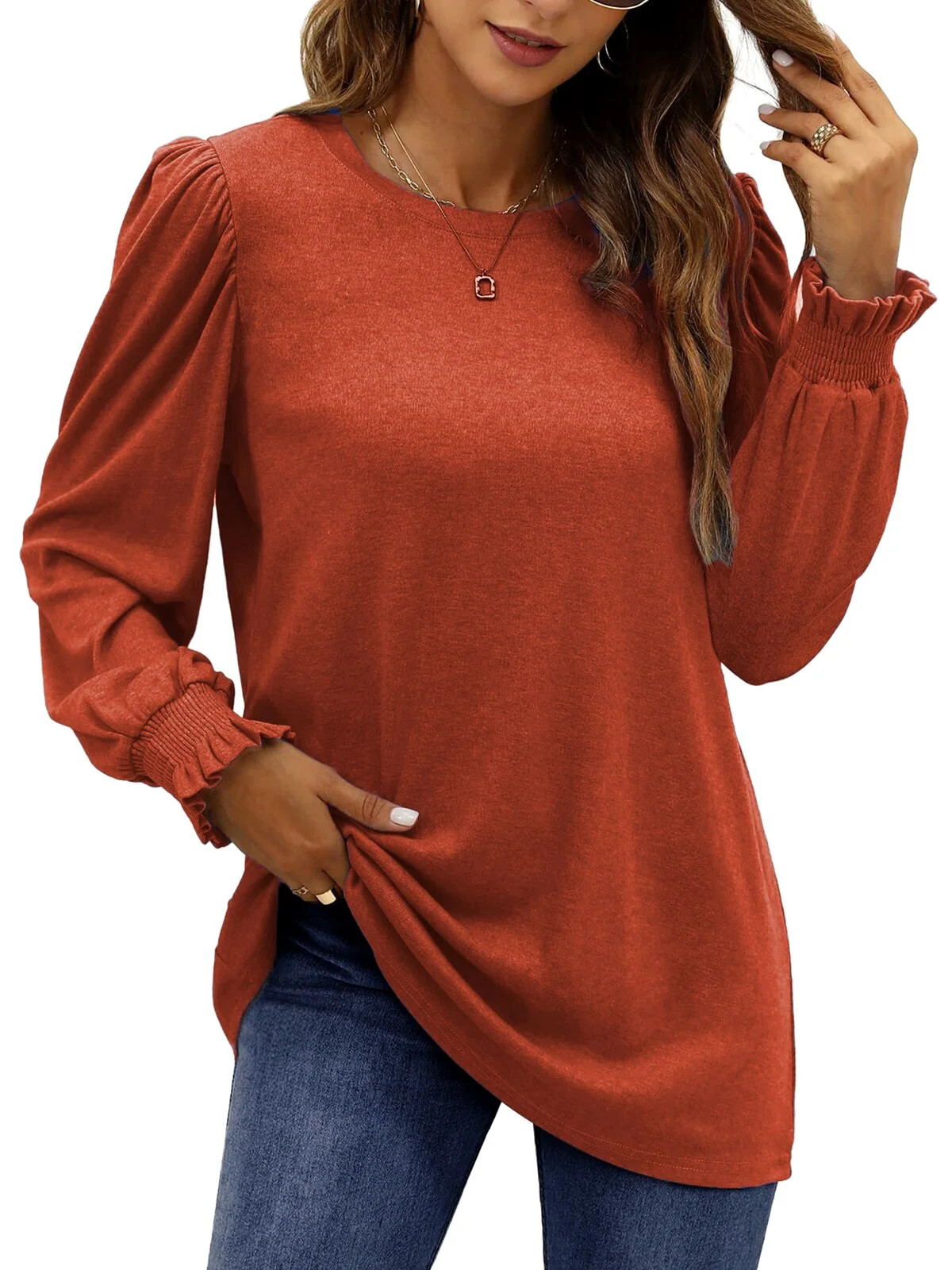Fantaslook Blouses for Women Dressy Puff Sleeve Tunic Tops Casual Fall Shirts | Walmart (US)