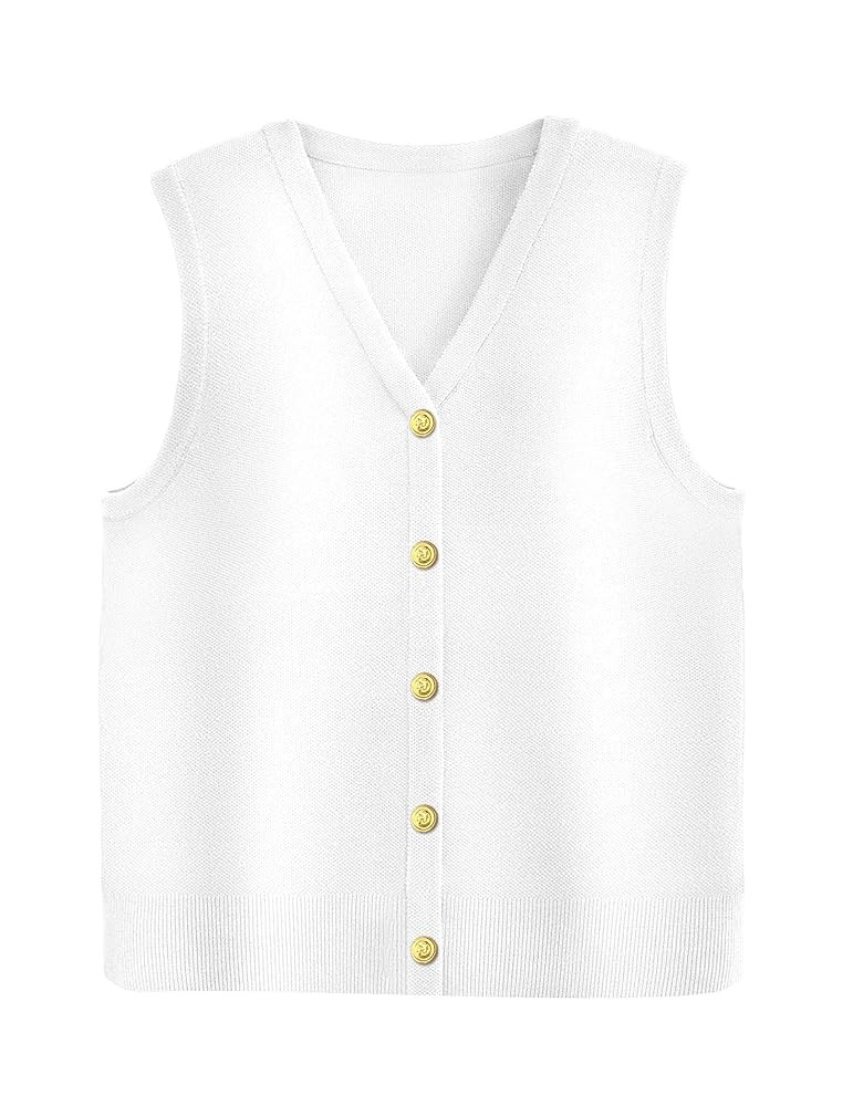 Zeagoo Womens Sweater Vest V Neck Button Down Shirts Trendy Knit Sleeveless Cardigan Top Shirt S-... | Amazon (US)
