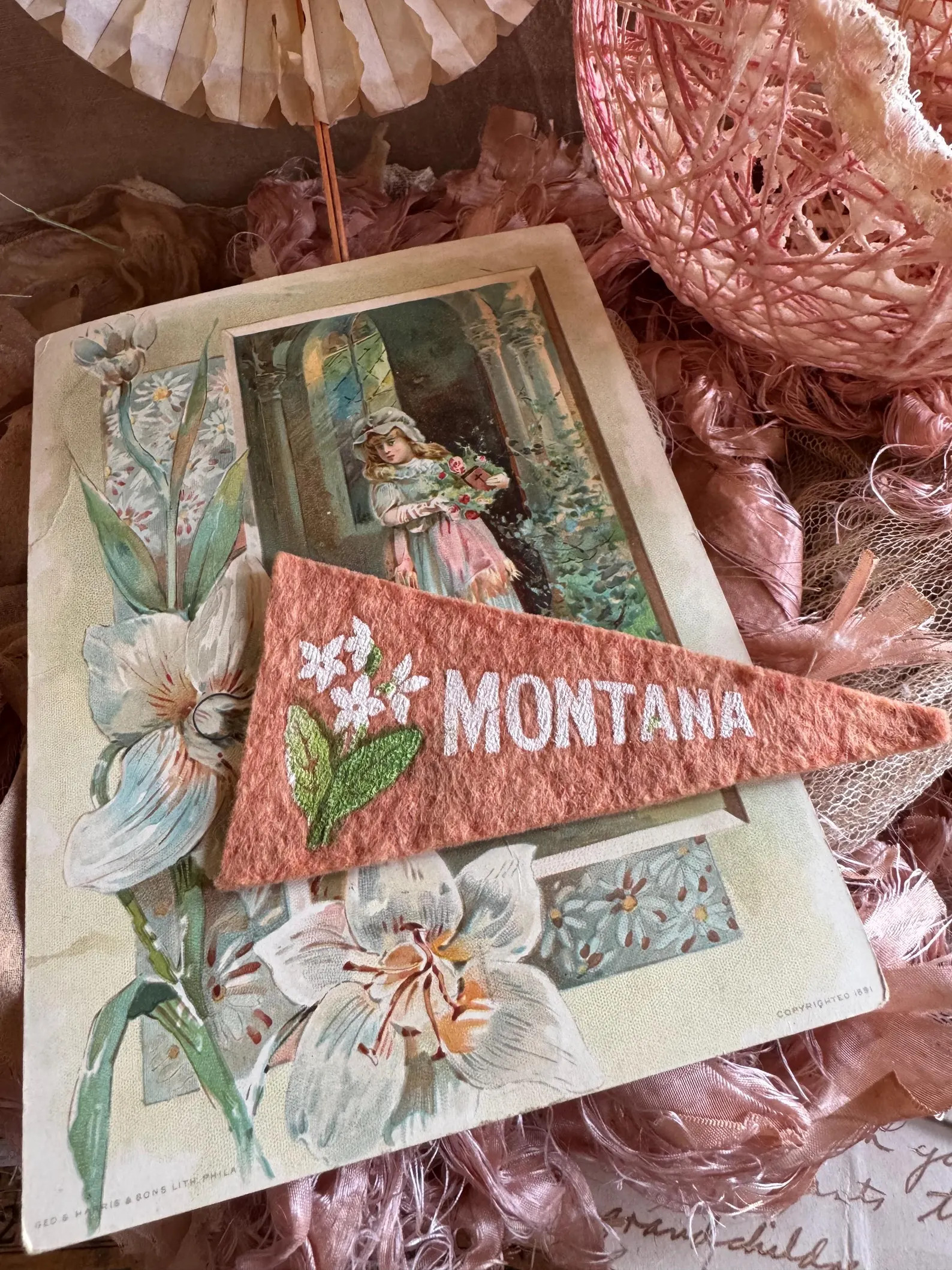 I’ve Never Been Miniature Antique Felt Floral State Montana Pennant | Etsy (Global)