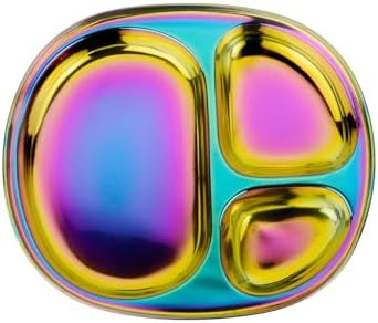 Ahimsa Stainless Steel Kids Divided Plate, Rainbow, 1 Plate | Amazon (US)