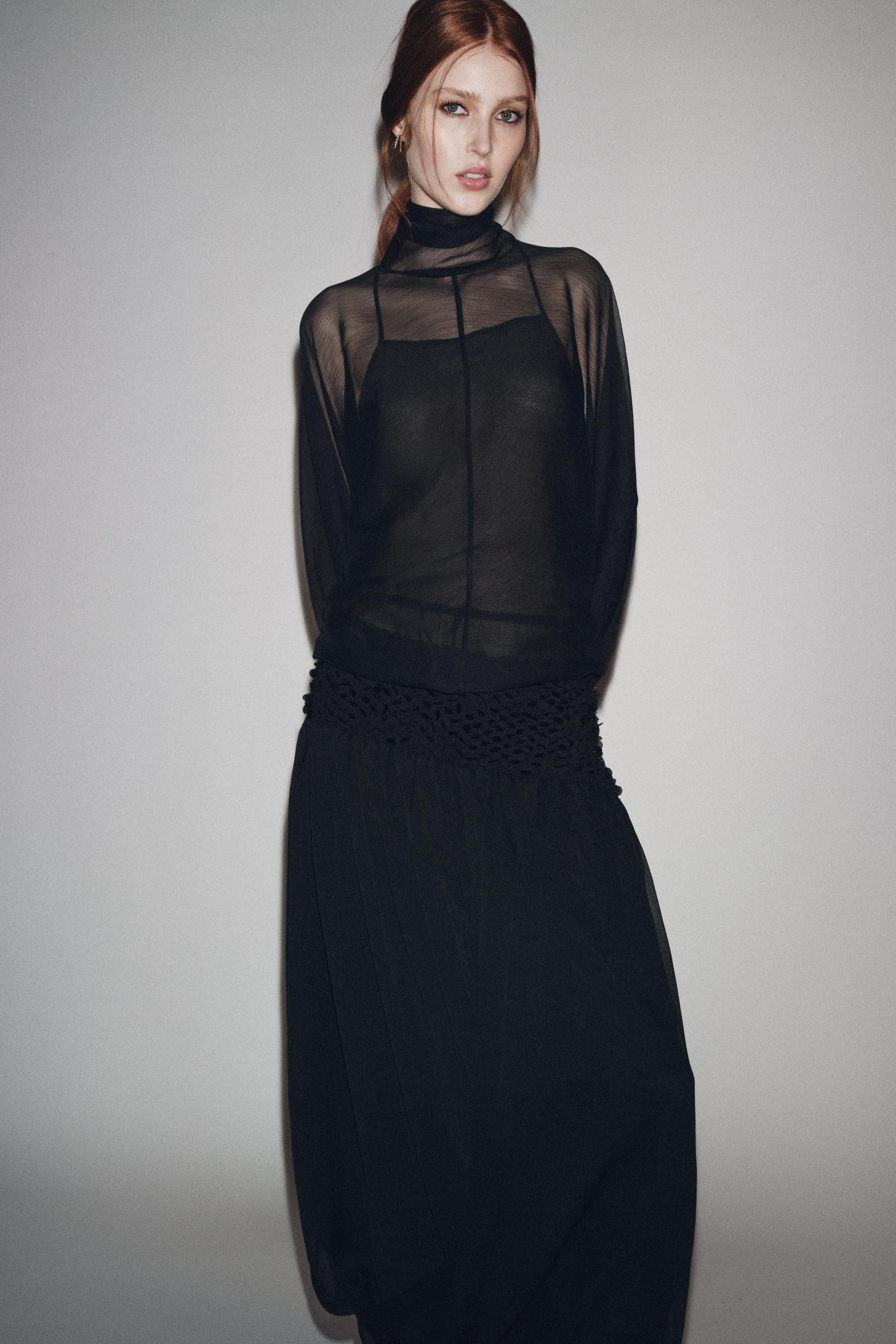 ZW COLLECTION SEMI-SHEER BLOUSE | Zara US