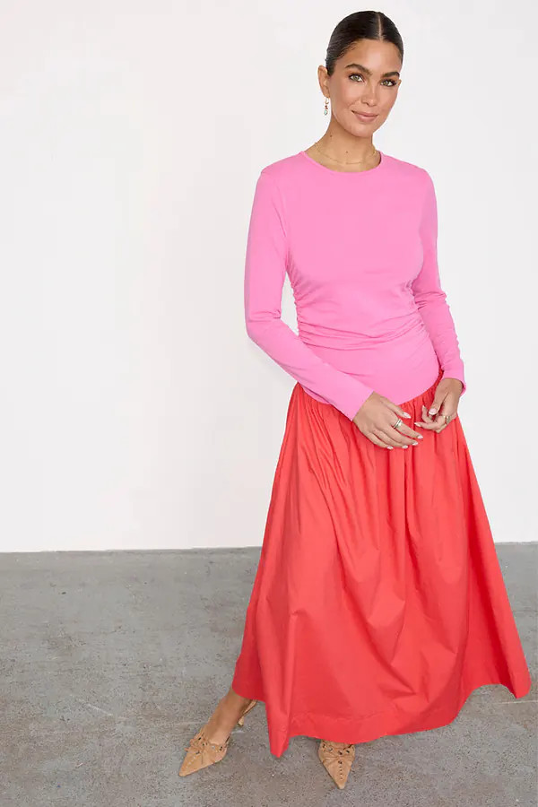 Red and Pink Long Sleeve Lola Dress | Never Fully Dressed (UK & IE)