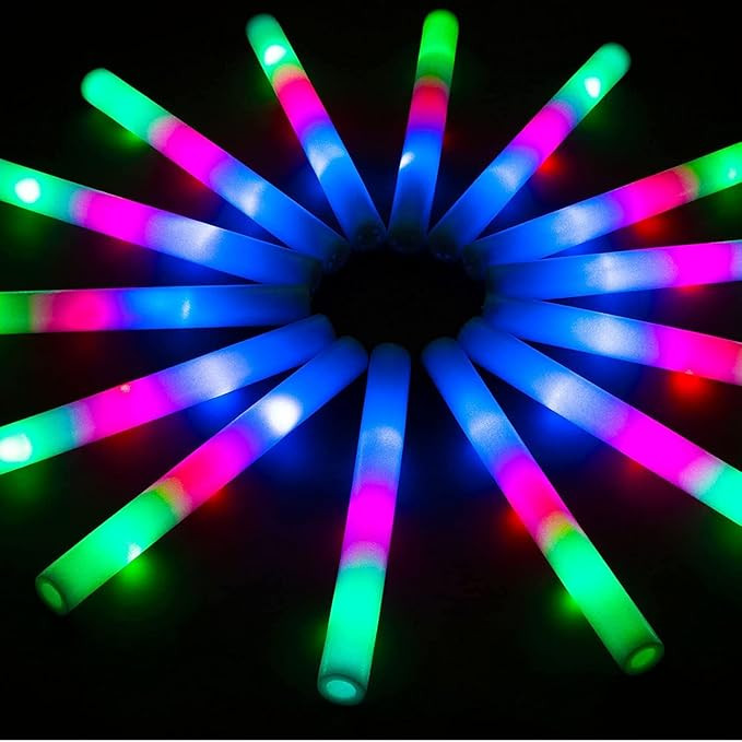 28 PCS LED Foam Glow Sticks, Foam Light up SticksBulk Party Pack with 3Modes Colorful Flashing, G... | Amazon (US)