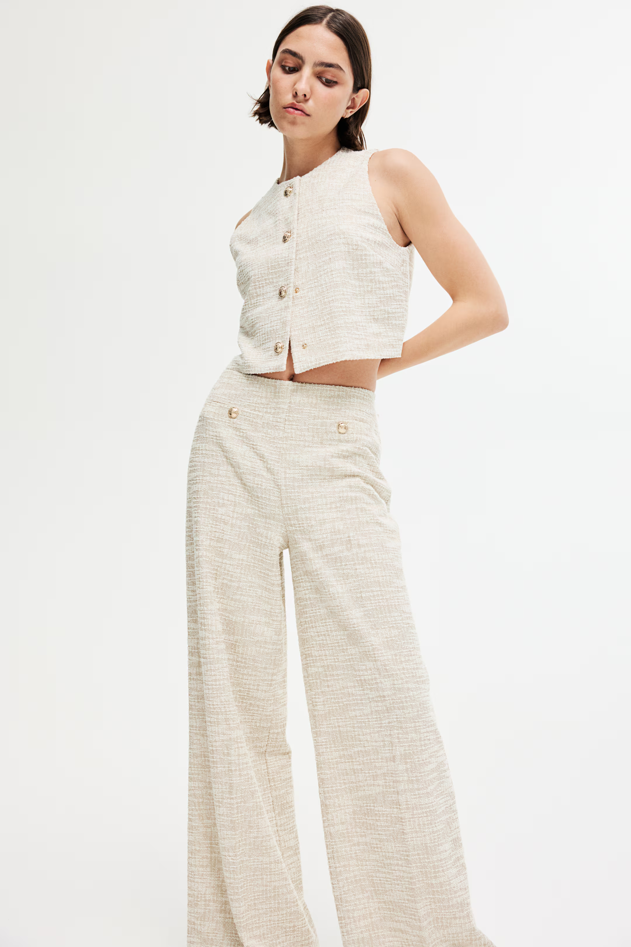 Pantaloni dritti - Beige chiaro - DONNA | H&M IT | H&M (FR, IT, ES, PT, BE)