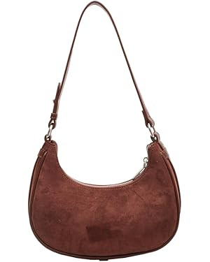 Brown Purses for Women Suede Purse Luna Bag Suede Crescent Shoulder Bag Brown Cross Body Bag Sued... | Amazon (US)
