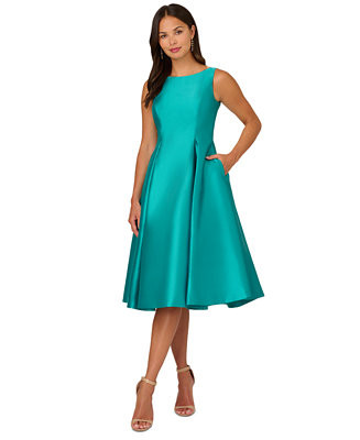 Women's Boat-Neck Fit & Flare Midi Dress | Macy's