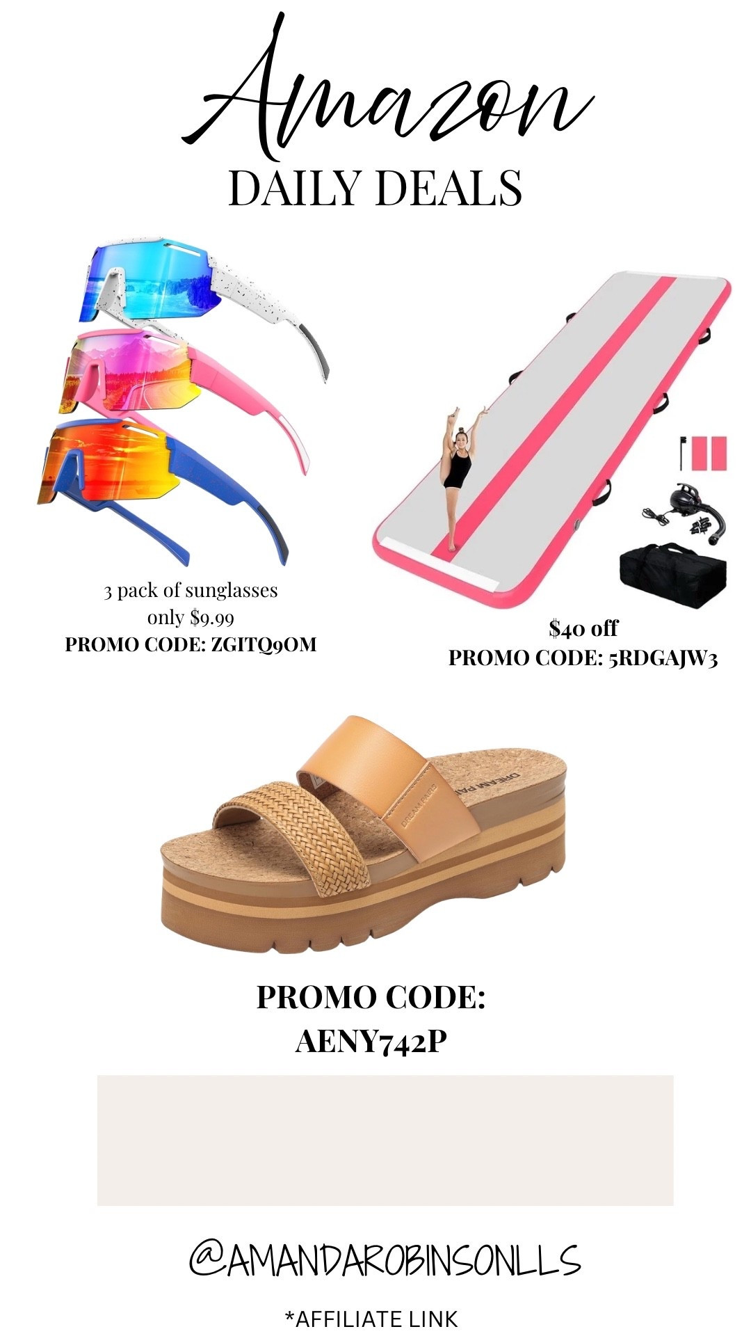 Amazon daily deals
Boys Sunglasses 
Inflatable gymnastics mat￼
Platform Sandals

#LTKSaleAlert #LTKKids