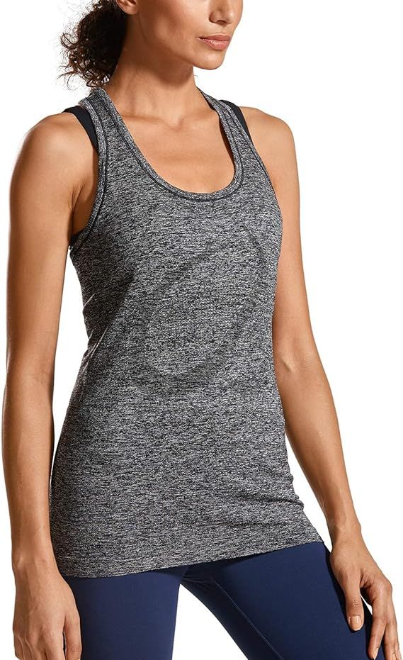 CRZ YOGA Seamless Workout Tank Tops for Women Racerback Athletic Running Gym Shirts Quick Dry | Amazon (US)