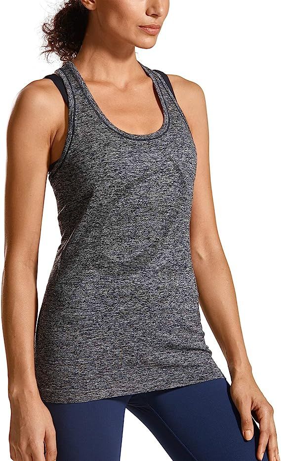 CRZ YOGA Seamless Workout Tank Tops for Women Racerback Athletic Running Gym Shirts Quick Dry | Amazon (US)