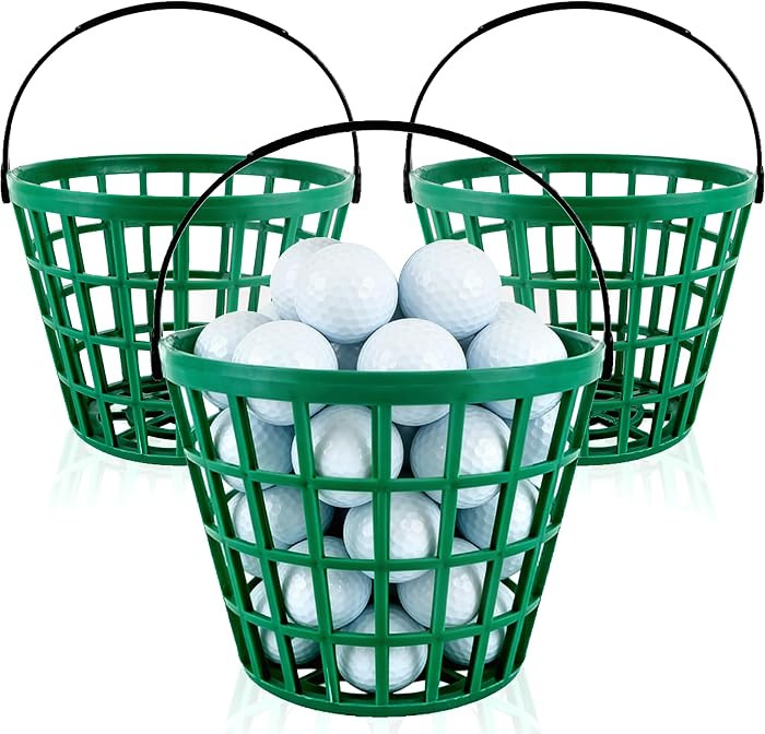 3 Pcs Golf Ball Basket Plastic Golfball Container Green Ball Bucket with Handle for Storage Acces... | Amazon (US)