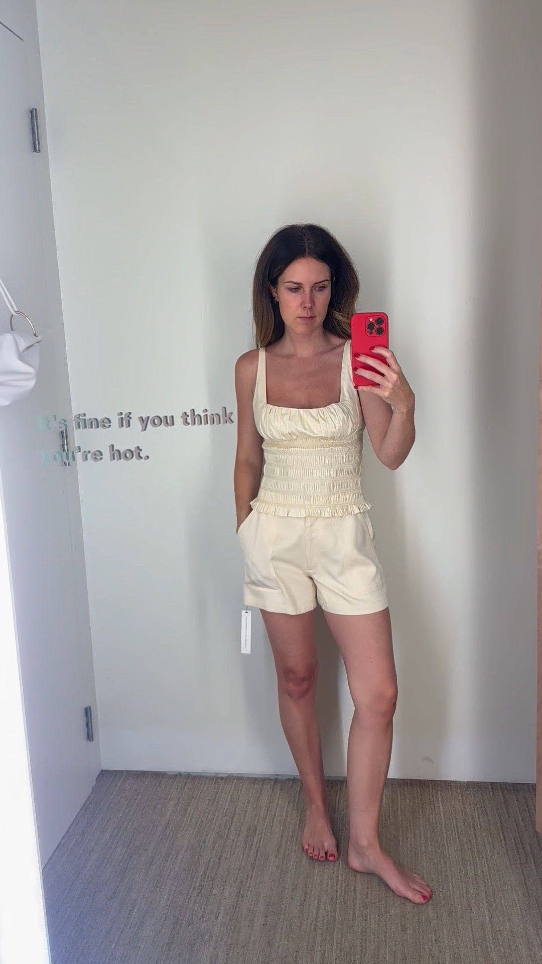 Cream monochromatic look for summer. These shorts are so lightweight and soft. I love this for a summer vacation look - perfect to pair with sneakers during the day and a little heel or flat sandal for dinner out!

Reformation outfit, summer top, matching set 

#LTKSummerEdit #LTKStyleTip