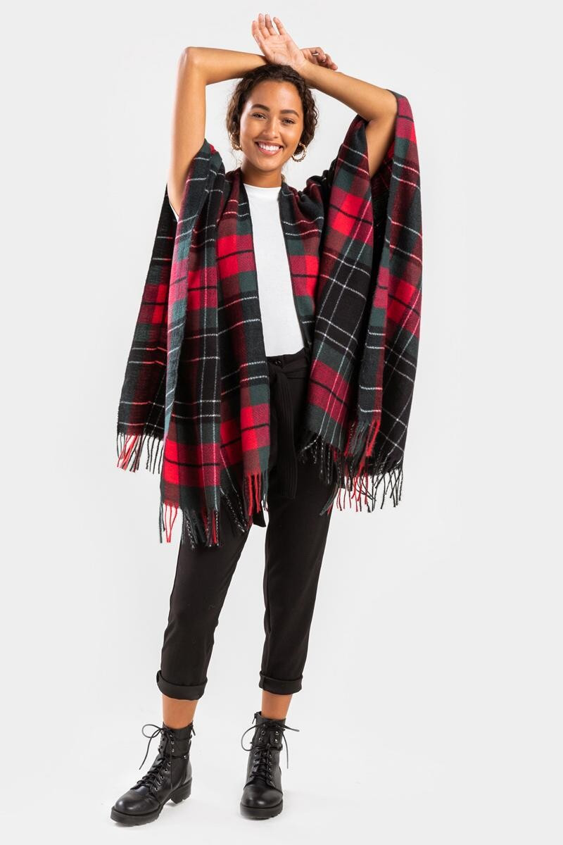Denver Brushed Plaid Poncho | Francesca’s Collections