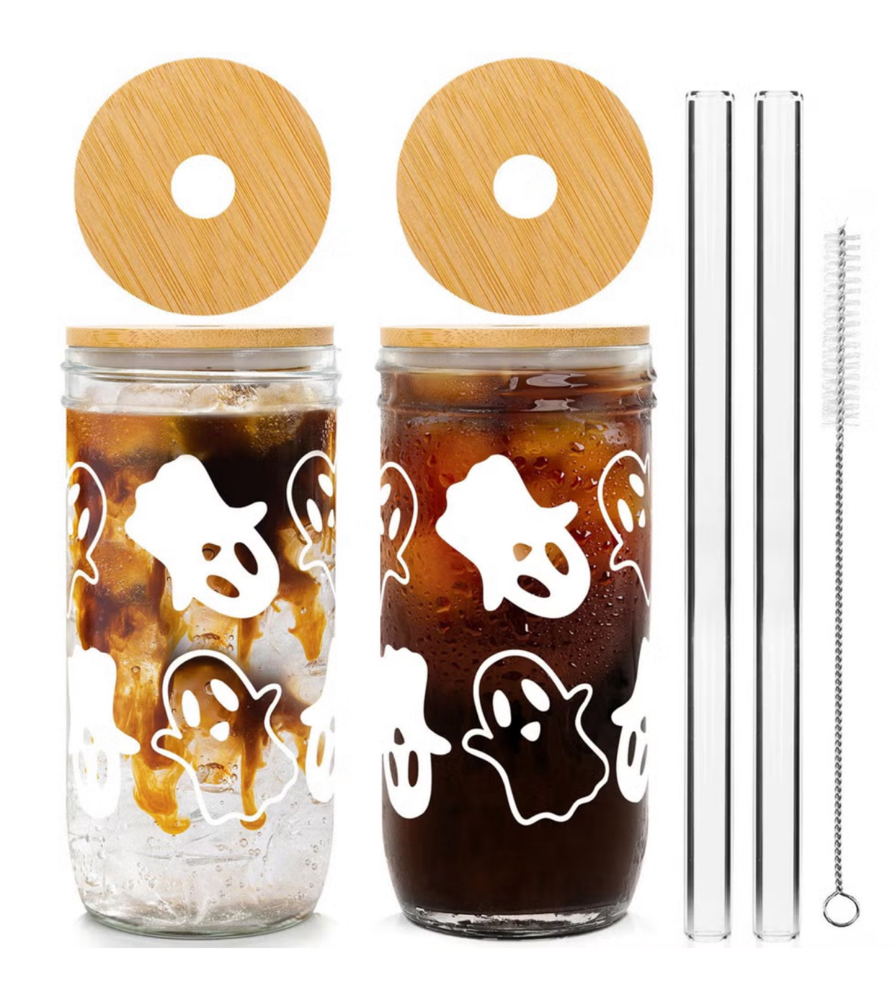 FOR YEAR-ROUND ICED COFFEE 
These ghostly glasses are proof that Halloween can make anything more fun, even your daily iced coffee. Each 24-ounce glass comes with a leakproof bamboo lid, a glass straw, and a cute silicone straw cover.

#IcedCoffee
#CoffeeLover
#IcedCoffeeGlasses
#CoffeeAesthetic
#CoffeeTime
#ColdBrew
#CoffeeVibes
#CoffeeAddict
#CaffeineFix
#CoffeeObsessed
#CoffeeStyle
#CoffeeGlass
#CoffeeBreak
#IcedLatte
#CoffeeEssentials


#LTKHalloween #LTKHome
