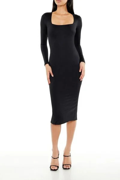 Contour Sculpt Square-Neck Midi Dress | Forever 21