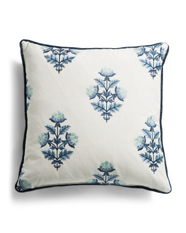 Made In Usa 22x22 Embroidered Floral Oversized Feather Filled Pillow | TJ Maxx