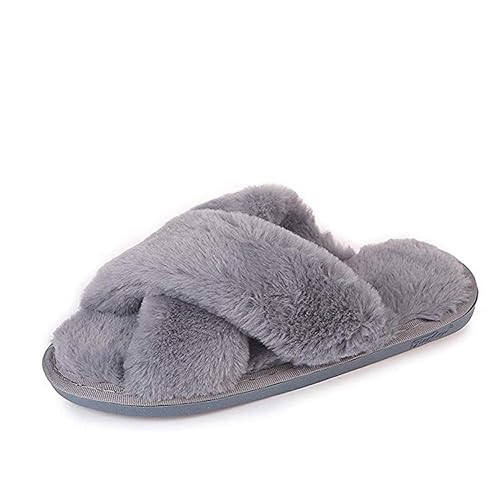 Humiwa Womens Faux Fur Slippers Warm Fussy Flip Flop House Slippers Open Toe Home Slippers for Gi... | Amazon (US)