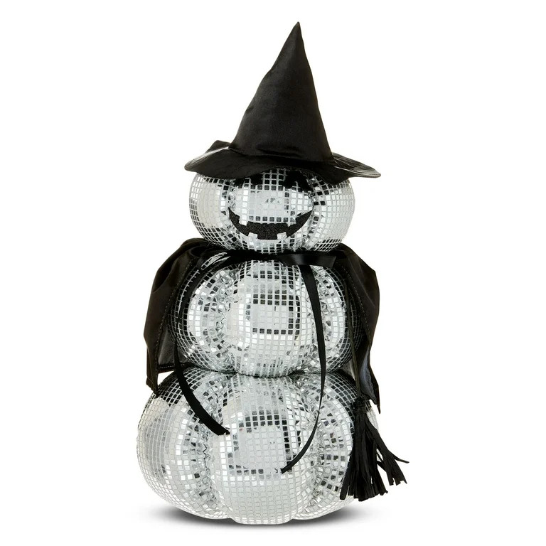 Disco Pumpkin Witch Tabletop Decor, Black & Silver, 17", Halloween by Way To Celebrate - Walmart.... | Walmart (US)