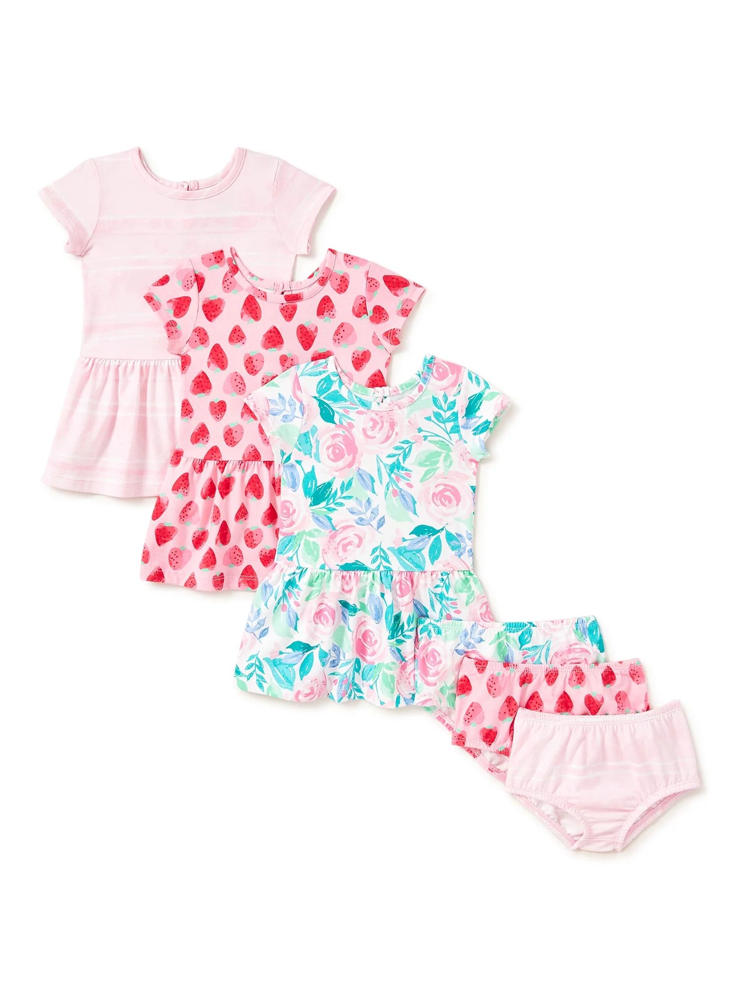 Wonder Nation Baby Girl Knit Dresses, 3-Pack | Walmart (US)