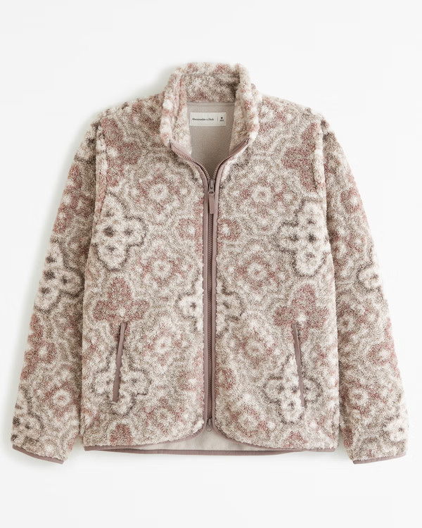 Pattern Sherpa Full-Zip Jacket | Abercrombie & Fitch (US)
