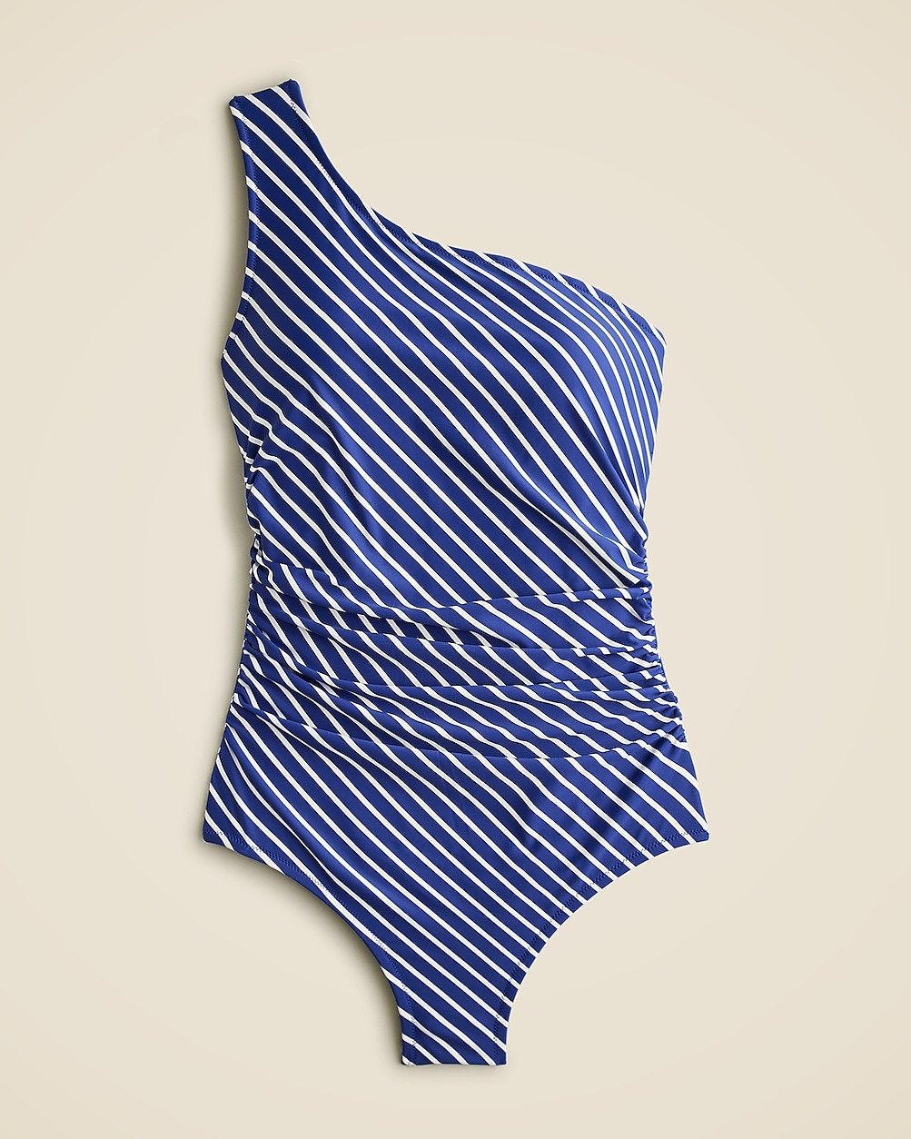 Ruched one-shoulder one-piece swimsuit in stripe | J. Crew US