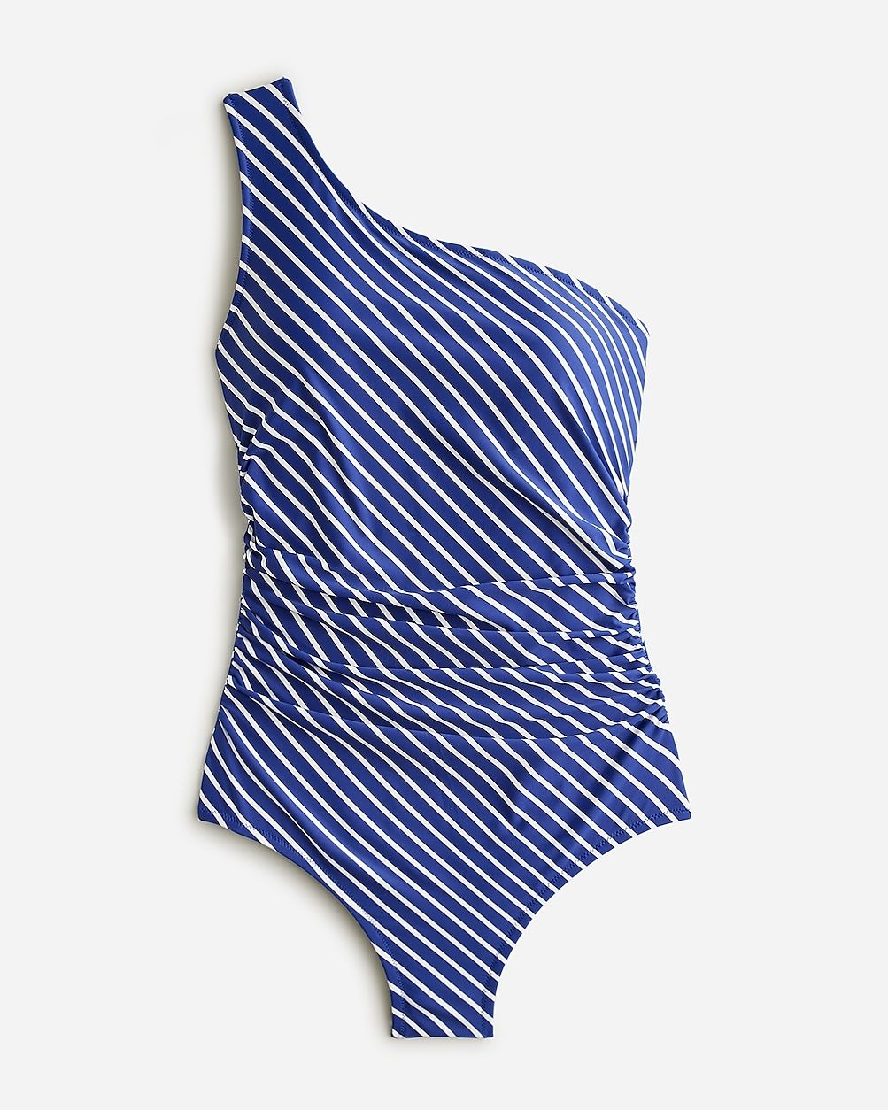 Ruched one-shoulder one-piece swimsuit in stripe | J.Crew US