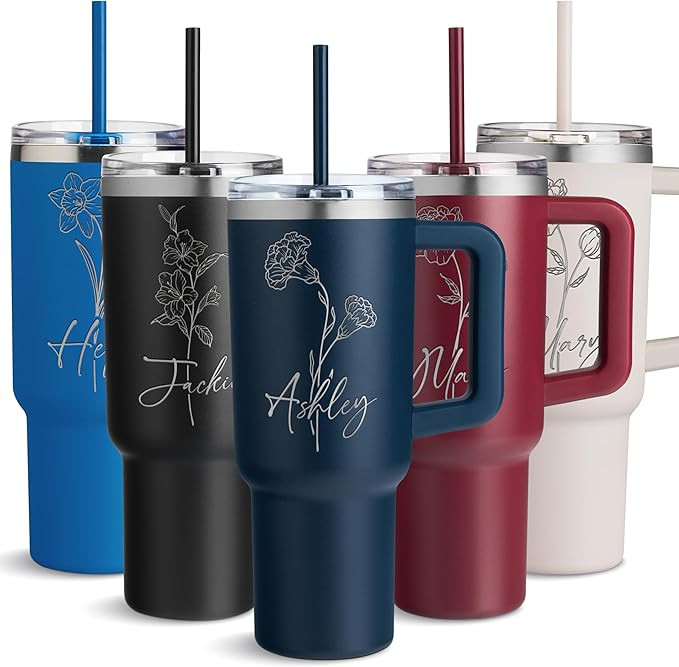 Birthday Gifts for Women, Personalized Tumblers with Birth Flower and Name, Custom 40 Oz Tumblers... | Amazon (US)