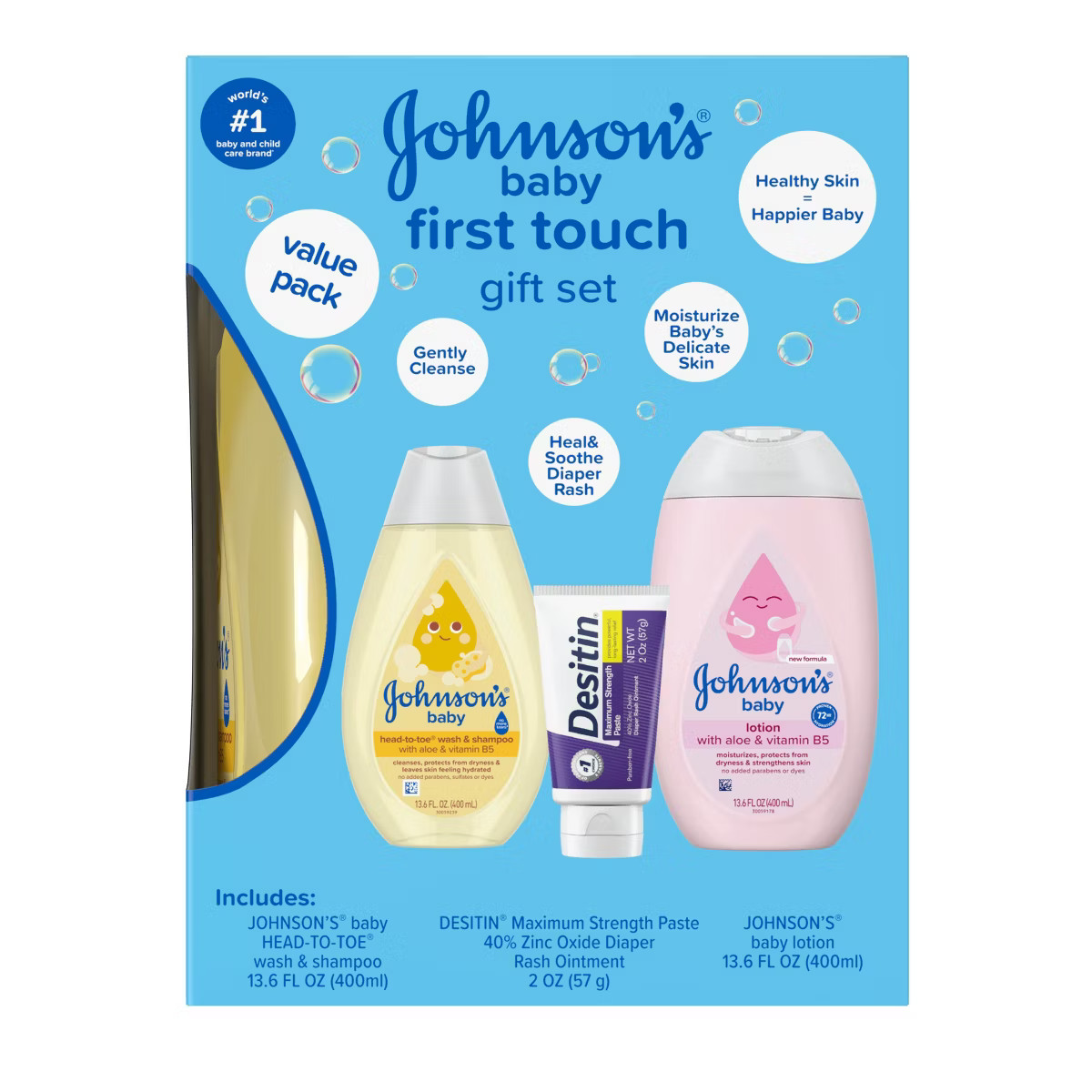 Johnson's First Touch Baby Gift Set Includes Baby Bath Wash & Shampoo, Body Lotion, & Diaper Rash... | Target