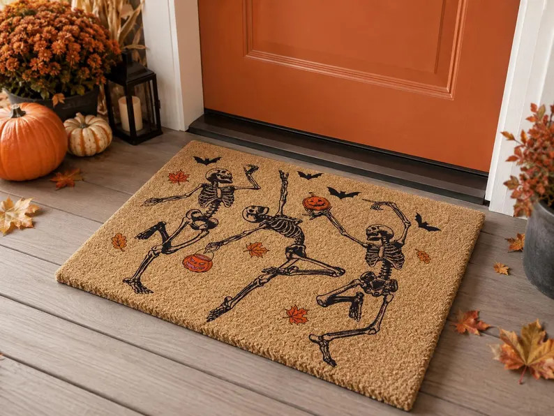 Dancing Skeleton Doormat, Halloween Welcome Mat, Funny Skeleton Porch Decor, Trick or Treat Door ... | Etsy (Global)