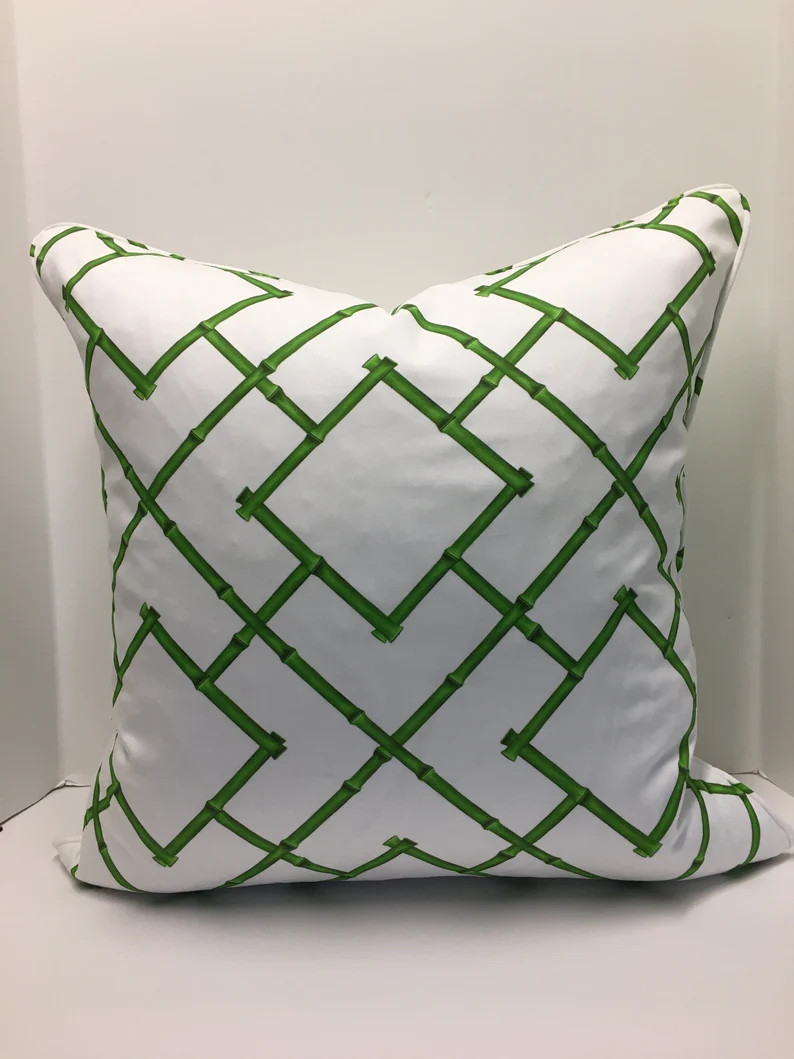 Decorative Pillow Cover in Bamboo Trellis Fabric - Etsy | Etsy (US)
