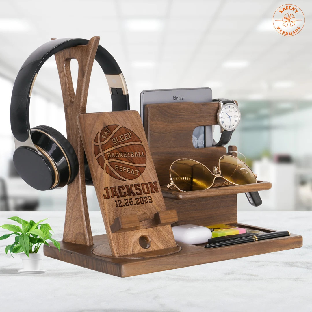 Personalized Basketball Gift for Him, Eat Sleep Basketball Repeat Unique Gadget Organizes Desk Wi... | Etsy (US)