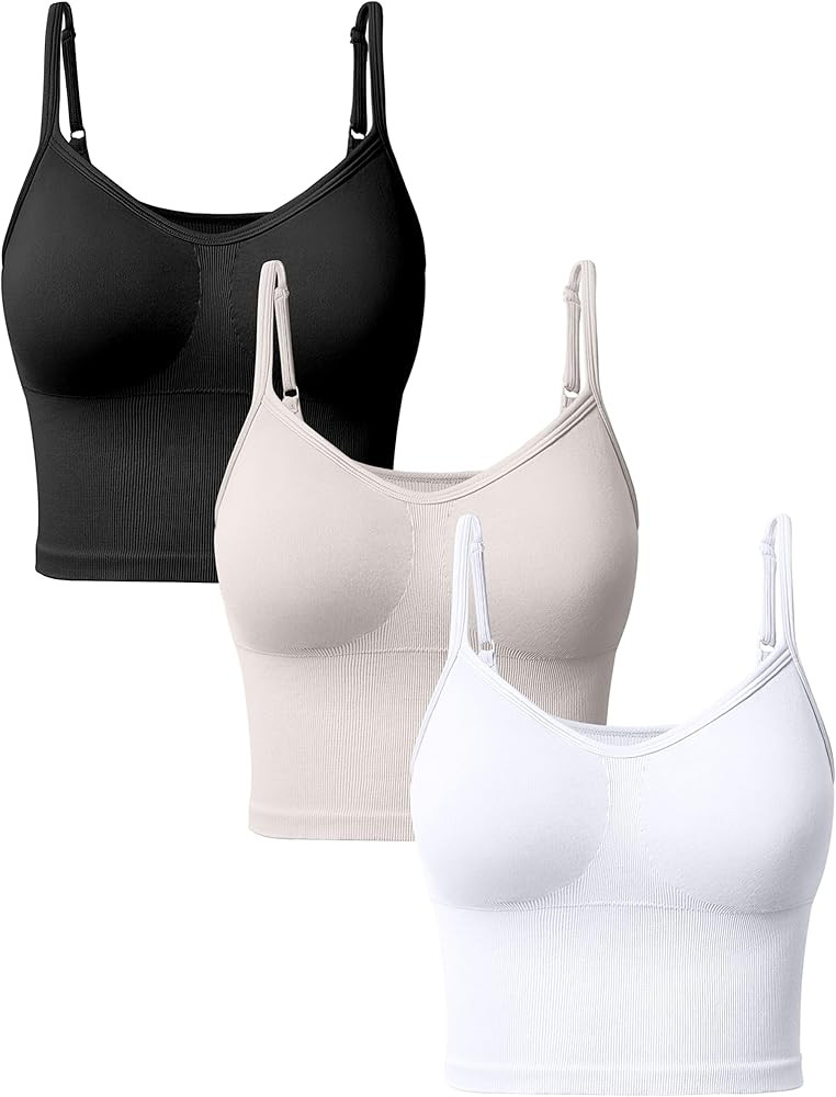 OQQ Women's 3 Piece Tops Seamless Workout Exercise Adjustable Spaghetti Strips Shirts Yoga with S... | Amazon (CA)