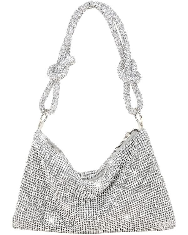 Rhinestone Purses for Women Chic Sparkly Evening Handbag Bling Hobo Bag Shiny Silver Clutch Purse... | Amazon (US)