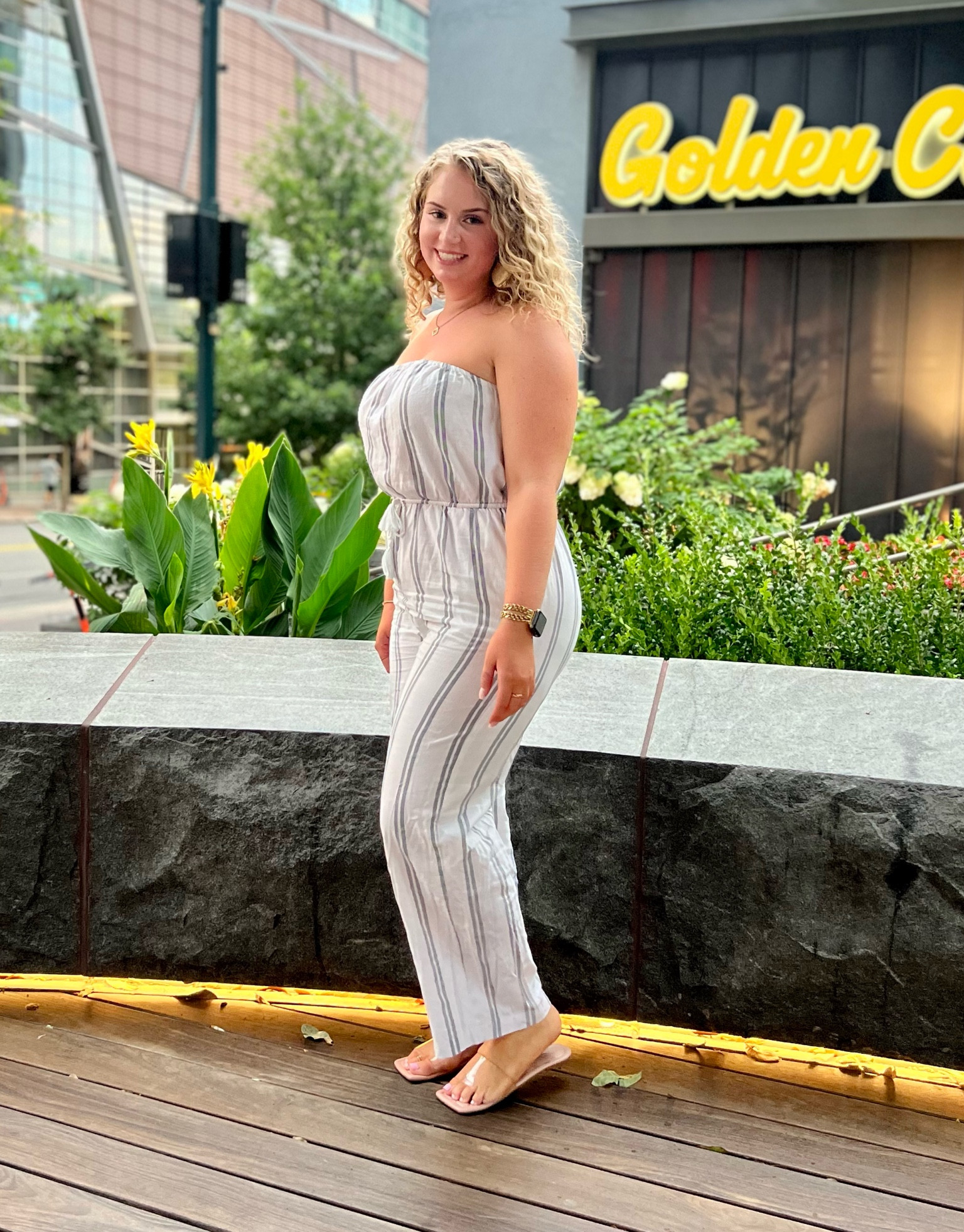 Strapless jumpsuit! Unable to find exact link but two similar are below 🤍 

#LTKMidsize