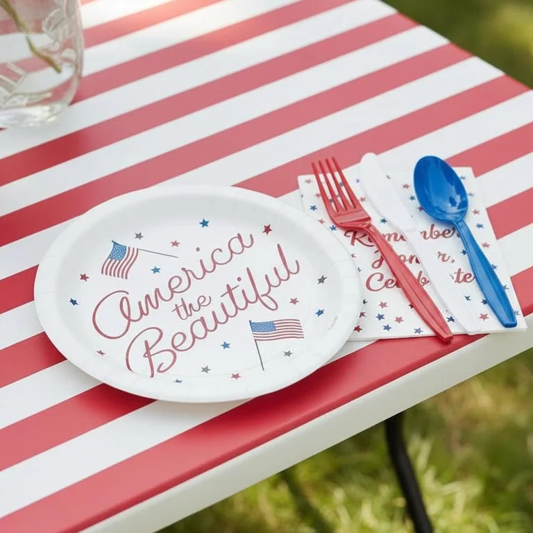 Way To Celebrate Disposable Cutlery Set, Patriotic Colors, 24 Pieces | Walmart (US)