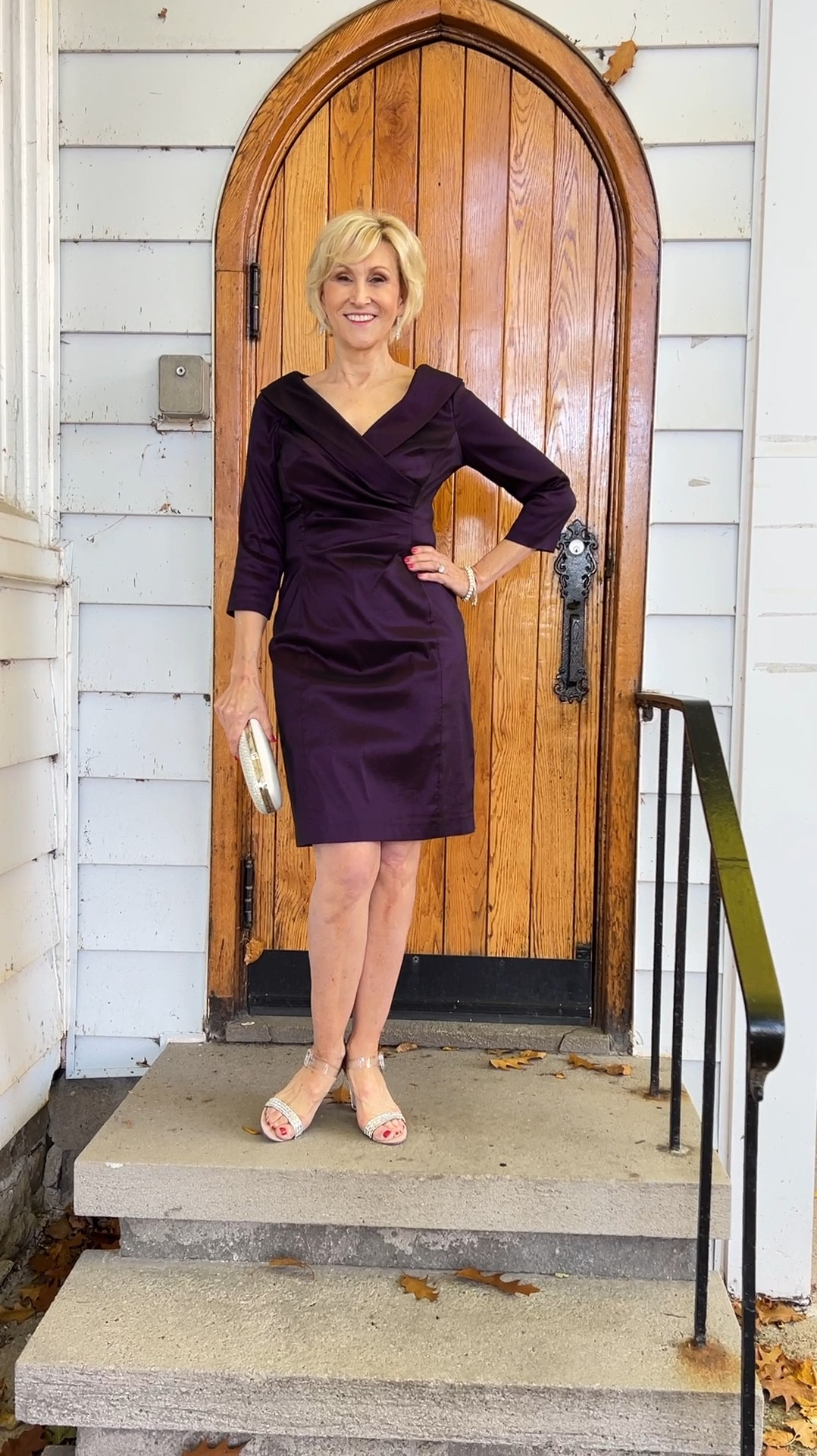 What do you wear to a Fall wedding? This stunning purple cocktail dress is a fabulous choice! I love the 3/4 sleeves as the temp starts to drop and the ruched detailing is flattering and elegant. Dance the night away in this regal number this Fall.
#alexeveings #ad #cocktaildress #holidaydress #holidaypartydress #partydress #styleover50 #fashionover50 #over40fashion #fashionover60 
💜Scroll down & follow for more 


#LTKVideo #LTKWedding #LTKOver40