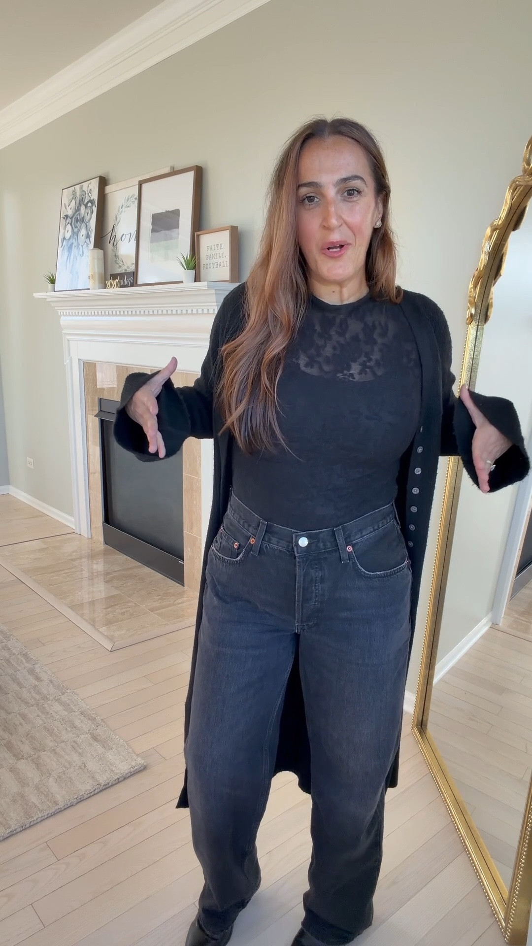Easy elevated all black outfit!
Balancing out the wide leg jeans with a fitted top but the cardigan gives you that extra bit of coverage! 

Tops are all a medium!
Jeans size down, I’m wearing an 8

#LTKOver40 #LTKootd #LTKFindsUnder50