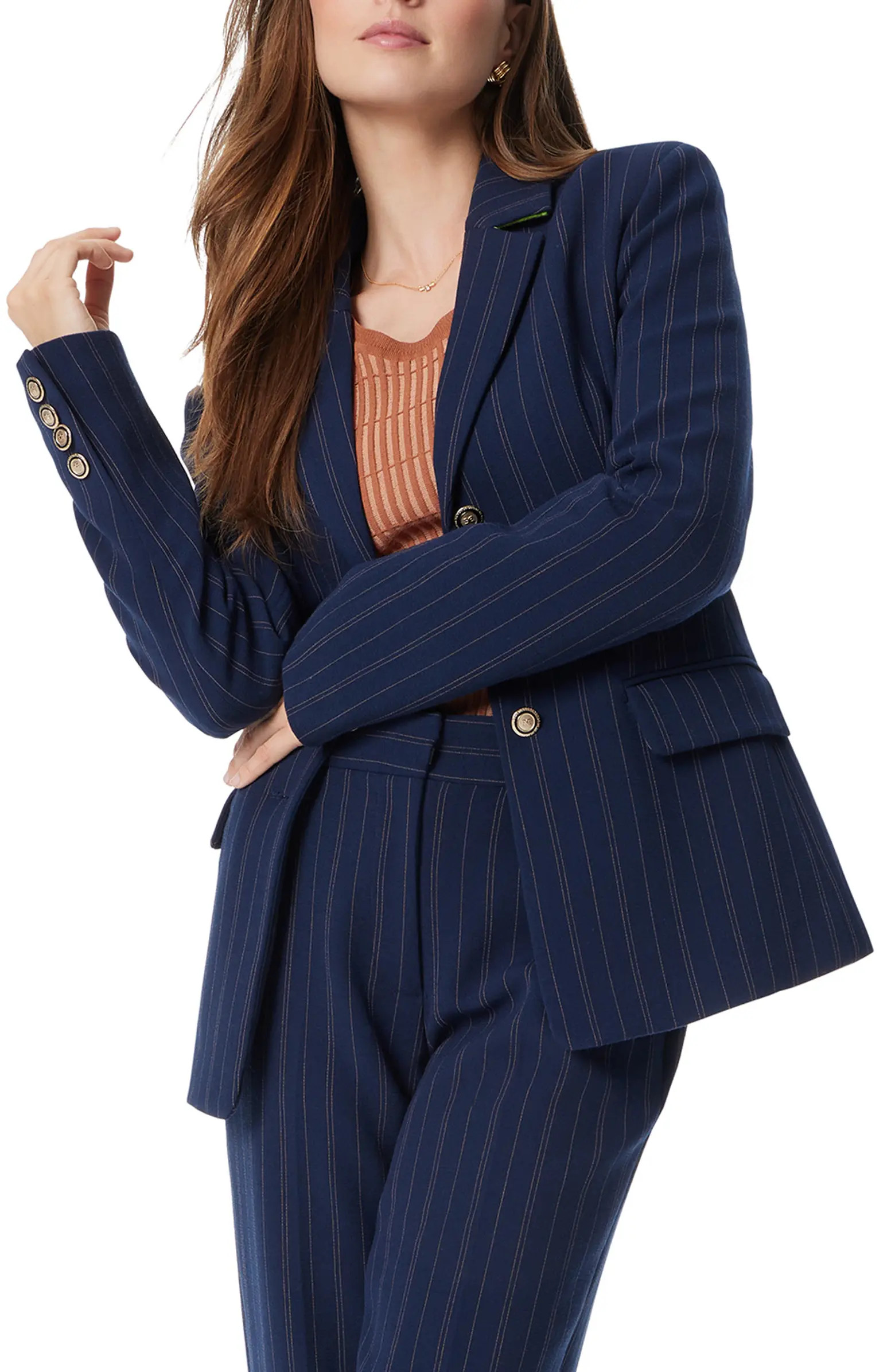 Sam Edelman Aliya Pinstripe Cinch Waist Blazer | Nordstrom | Nordstrom