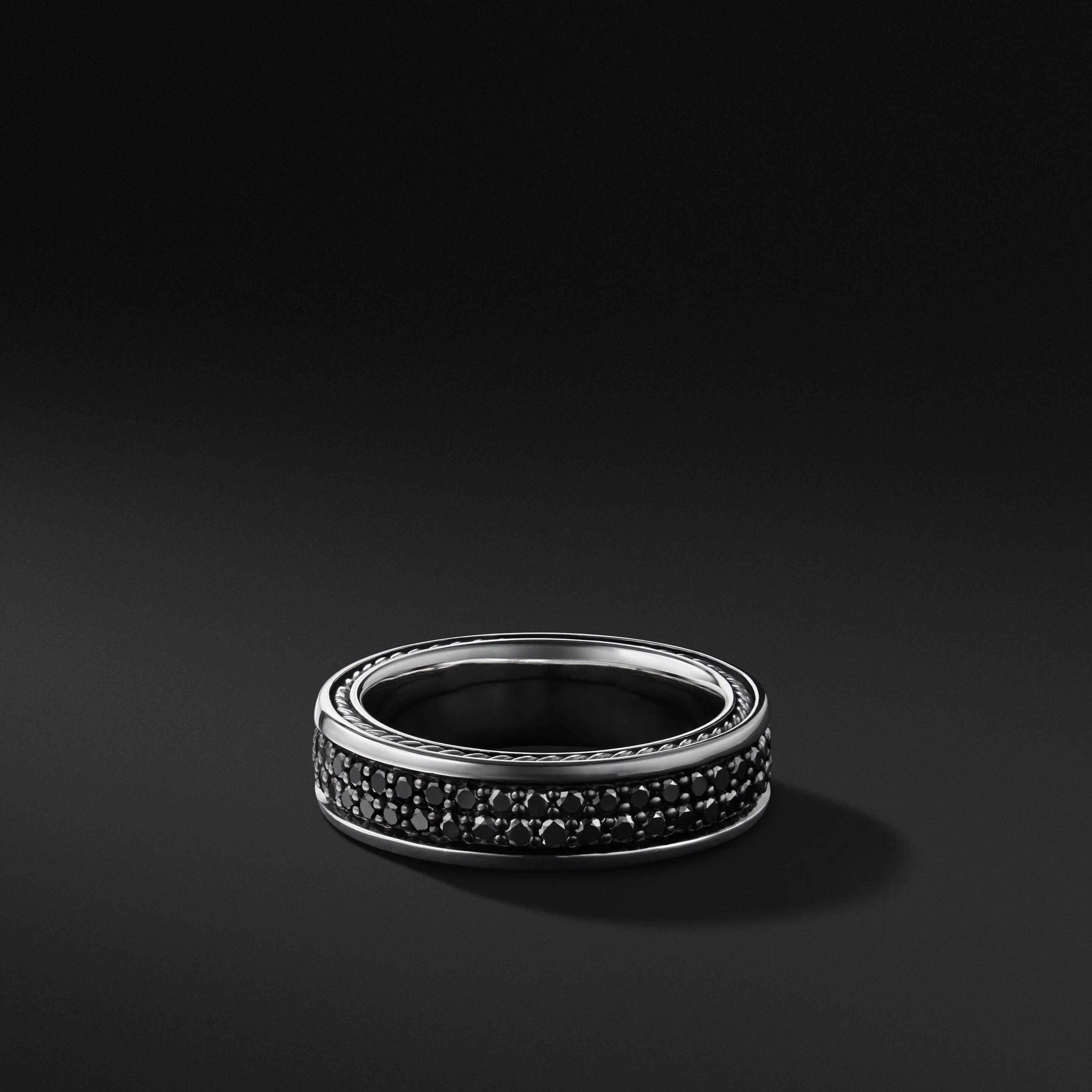 Streamline® Two Row Band Ring with Pavé Black Diamonds | David Yurman