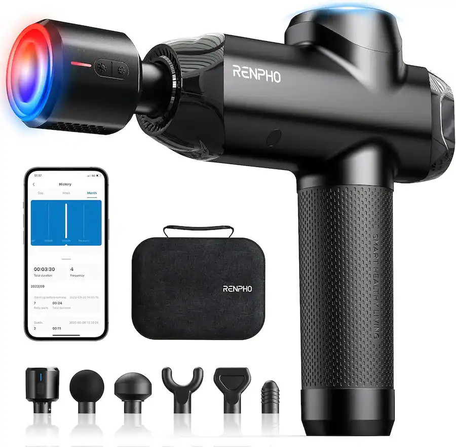 Renpho - Power+ Thermacool Massage Gun with Heat and Cold, App Controlled,12mm Amplitude Deep Tis... | Best Buy U.S.