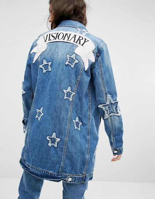 Mango Denim Jacket With Star Embroidery | ASOS US