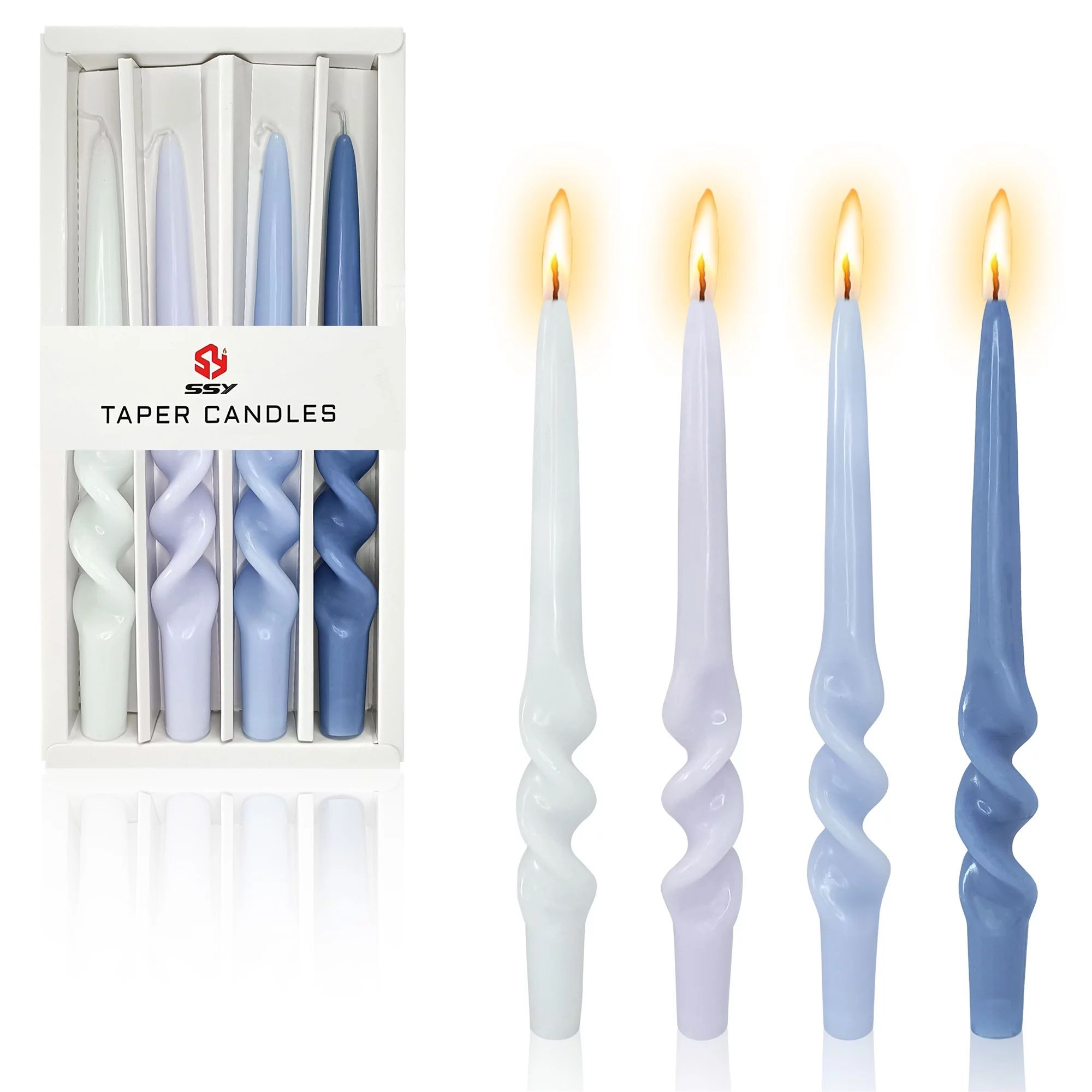 FCMSHAMD 9.3 Inch Spiral Taper Candles Set of 4 Burn Time 6 H Unscented Smokeless for Wedding Din... | Walmart (US)