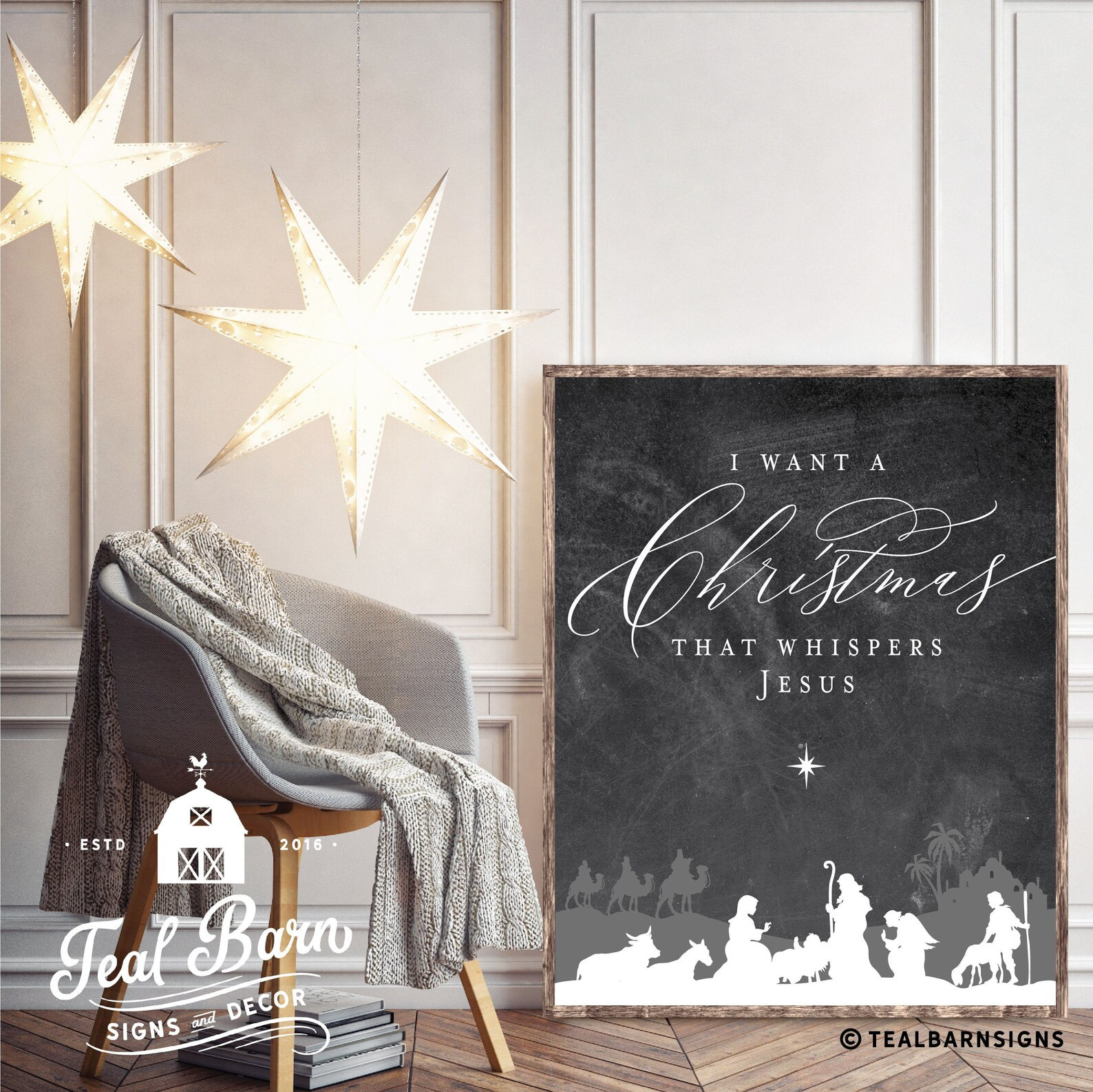 A Christmas That Whispers Jesus Nativity Art Print Farmhouse Style - Etsy | Etsy (US)