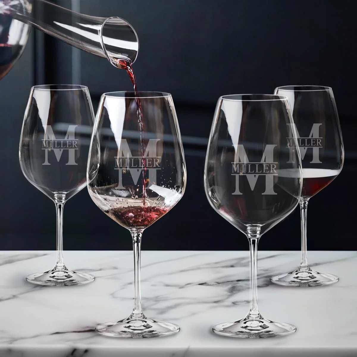 Riedel Wine Glasses, Engraved, Set of 4 - Cabernet/Red Wine Glasses | HomeWetBar.com