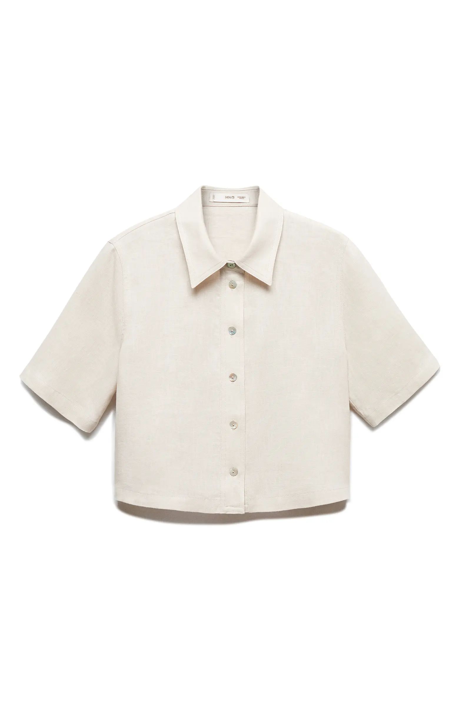 MANGO Short Sleeve Linen Button-Up Shirt | Nordstrom | Nordstrom