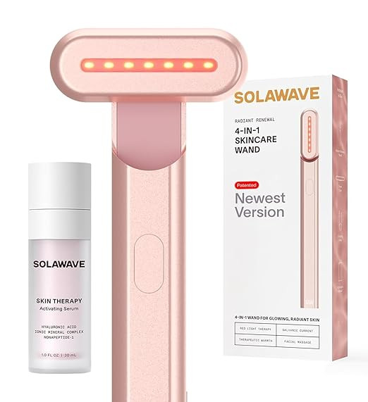 Solawave 4-in-1 Radiant Renewal Facial Wand & Skin Therapy Serum Bundle | Red Light Therapy for F... | Amazon (US)