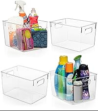 ClearSpace Clear Plastic Storage Bins – Pantry Organizers & Storage Containers, Cabinet Organiz... | Amazon (US)