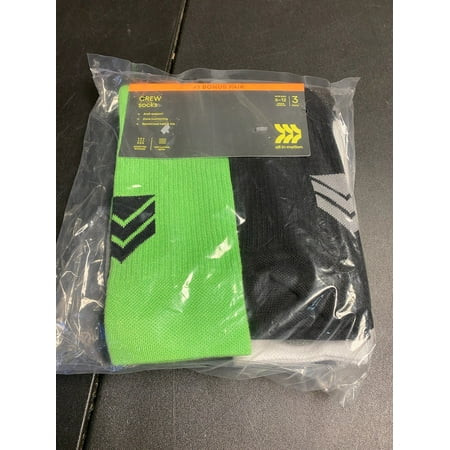 All In Motion Crew Socks4 pack Green/Black/Gray/White Size 6-12_3143 | Walmart (US)