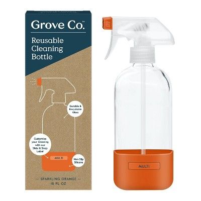 Grove Co. Reusable Cleaning Glass Spray Bottle with Silicone Sleeve - Sparkling Orange | Target