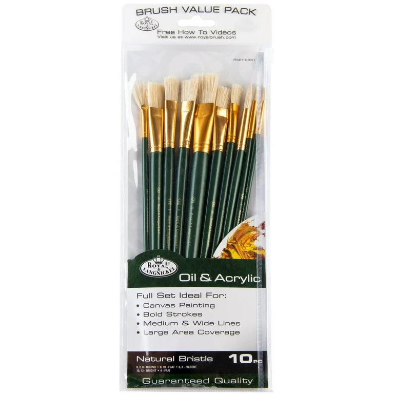 Royal & Langnickel - 10pc Long Handle Acrylic and Oil Artist Paint Brushes | RSET-9261 | | Walmart (US)