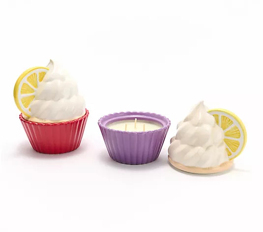 HomeWorx by Slatkin + Co. S/2 6oz Limoncello Cupcake Candles - QVC.com | QVC